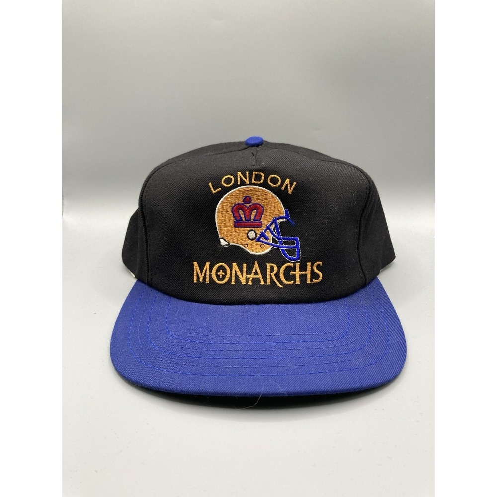 Vintage London Monarchs WLAF Snapback Hat Football NFL Europe Black Purple